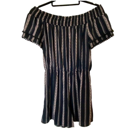 Black Off Shoulder Romper Womens Small - Picture 2 of 16